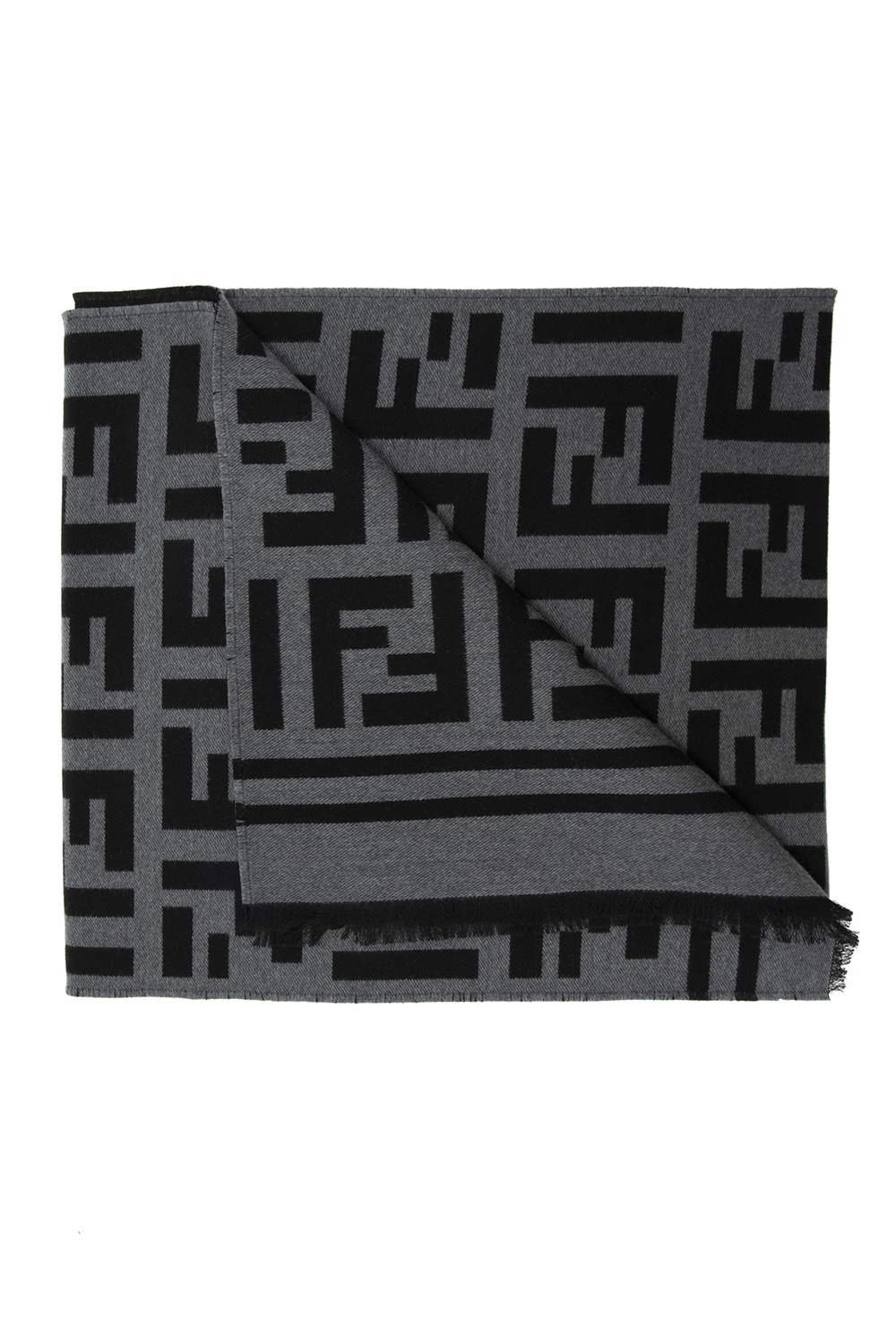 FENDI ROMA BLACK & GRAY REVERSIBLE shops WOOL SCARF